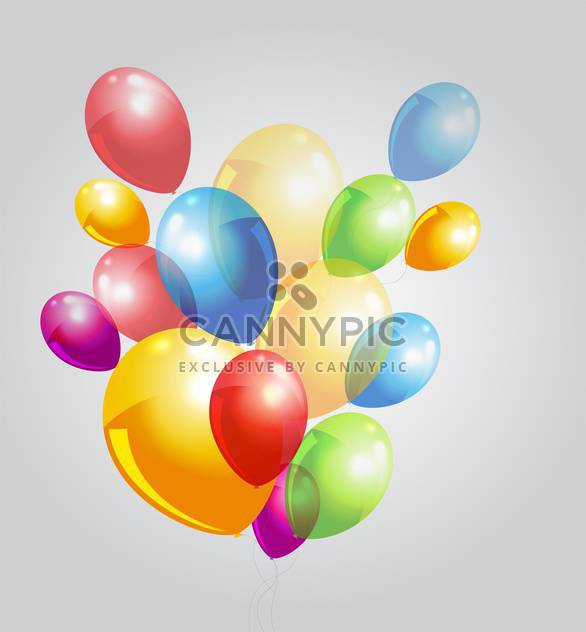 Vector illustration of grey background with colorful balloons - Free vector #125958