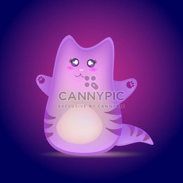 Vector illustration of cute cartoon cat on purple background - Kostenloses vector #126148