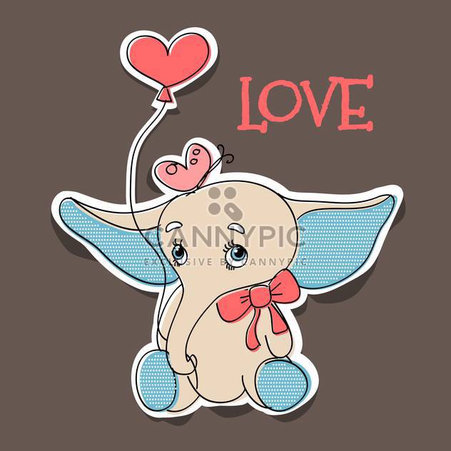 vector illustration of elephant in love with balloon for valentine card - Kostenloses vector #126758