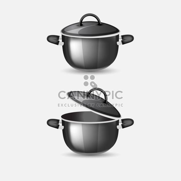 Vector illustration of black pans on grey background - vector #126928 gratis