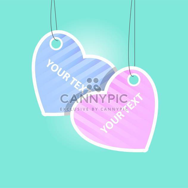 Vector heart labels on blue background with text place - vector gratuit #127318 