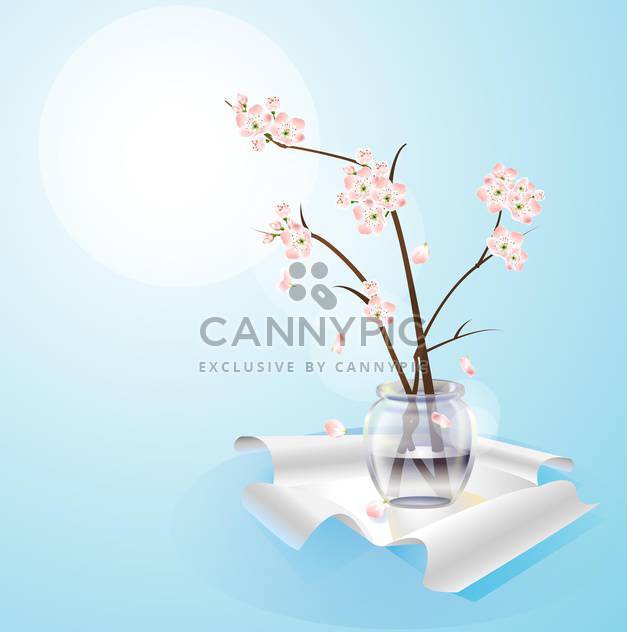 Flowers in vase on blue background - Kostenloses vector #127468