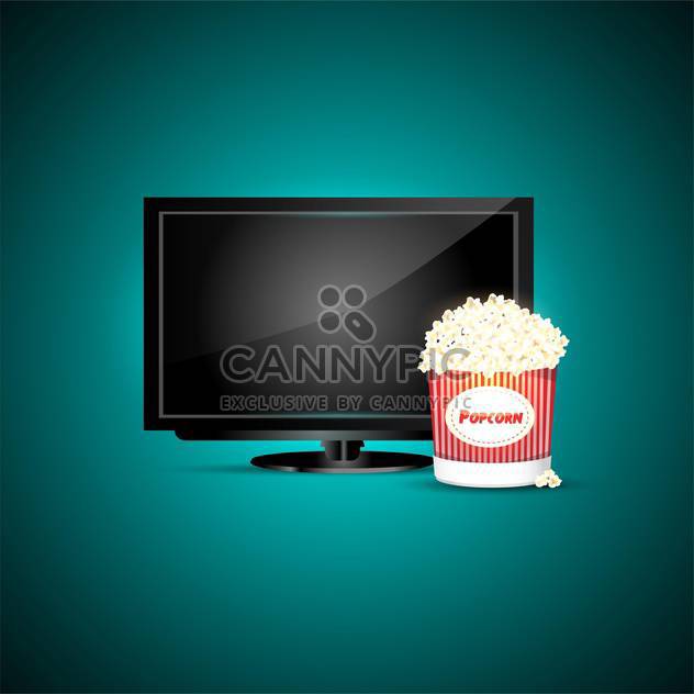 television with popcorn, vector icons, on green background - vector #128258 gratis