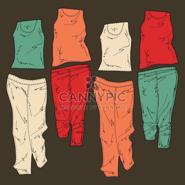 Set with women fashion casual clothes, vector icons - Free vector #128368