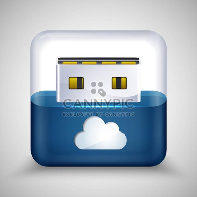 Vector illustration of USB flash drive with cloud. - vector gratuit #128528 