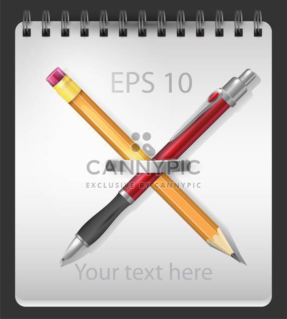 Vector illustration of notepad with crossed pen and pencil - Kostenloses vector #128918