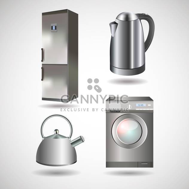 kettle, washing machine, refrigerator appliances - Free vector #128978