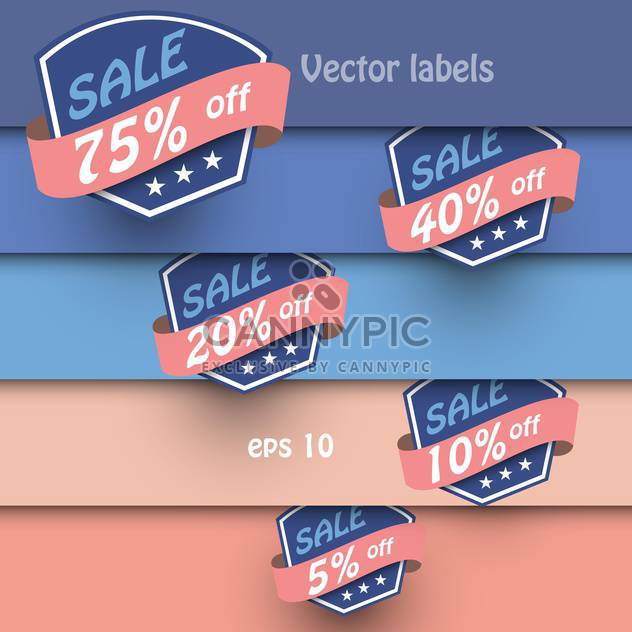 Vector set of vintage shopping sale labels on background with colorful stripes - бесплатный vector #129588