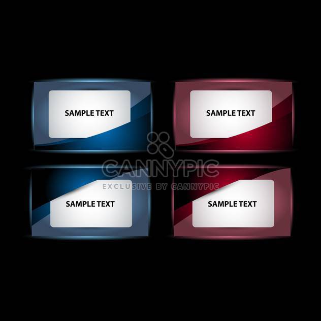 Vector set of blue and red glowing buttons on black background - Free vector #129608