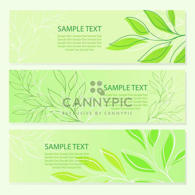 vector illustration of spring green leaves banners. - Free vector #129628