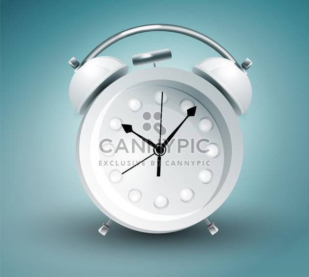 Vector illustration of metal alarm clock on blue background - vector gratuit #129718 