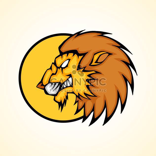 Vector illustration of lion head inside circle on yellow background - vector #129728 gratis