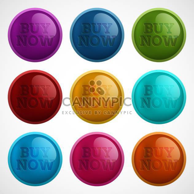 Vector set of Buy Now colorful buttons on white background - vector gratuit #129768 