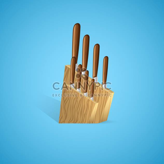 vector illustration of knives set for kitchen on blue background - vector #129788 gratis