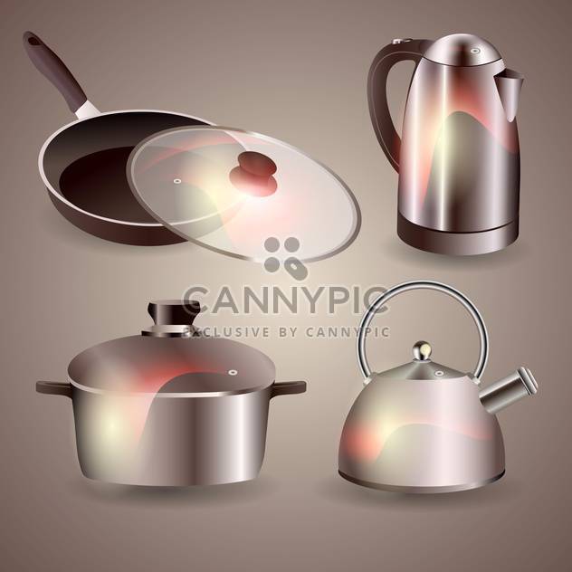 Vector set of new kitchenware on grey background - Free vector #129998