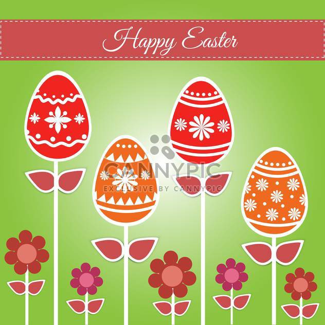 Easter greeting card with eggs and flowers - бесплатный vector #130058