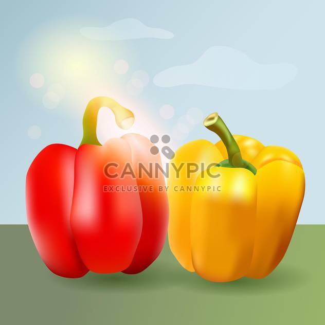 Vector illustration of sweet pepper on nature background - vector gratuit #130178 
