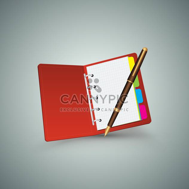 red notebook with pen on grey background - бесплатный vector #130698