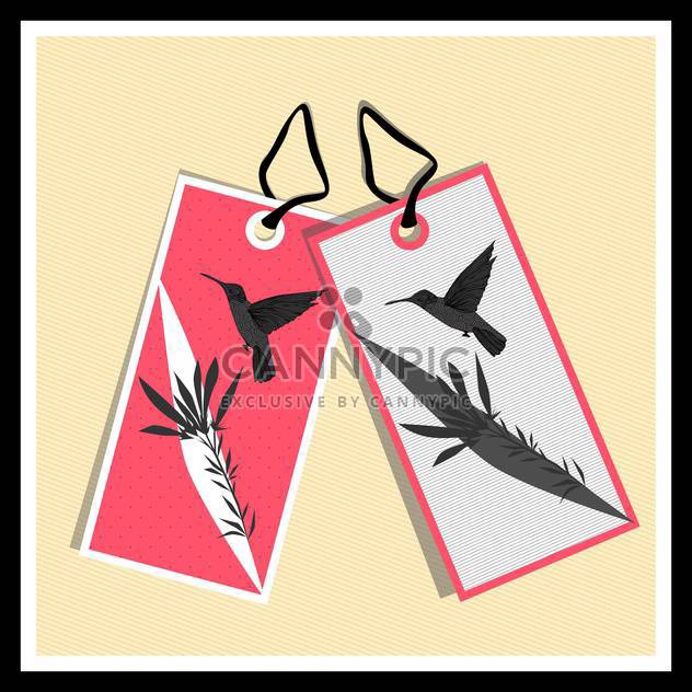paper tags with birds on beige background - vector gratuit #130738 