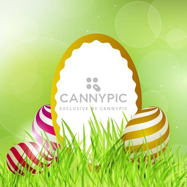 Easter frame with eggs on grass vector illustration - Free vector #130898