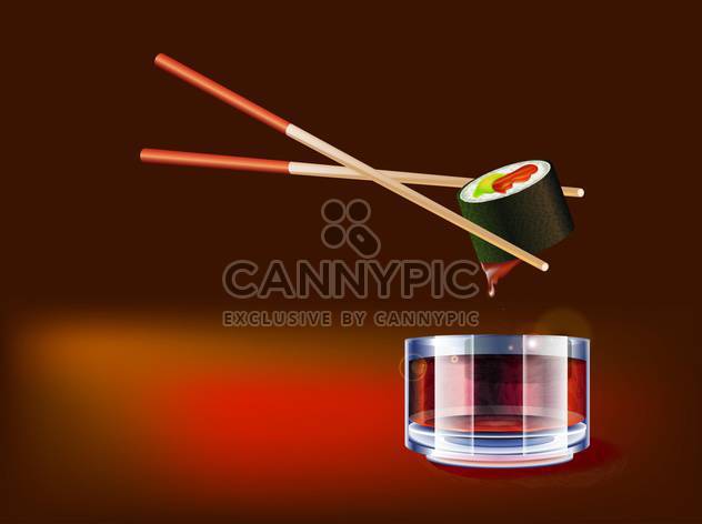 Sushi dipping in soy sauce vector illustration - Kostenloses vector #130998
