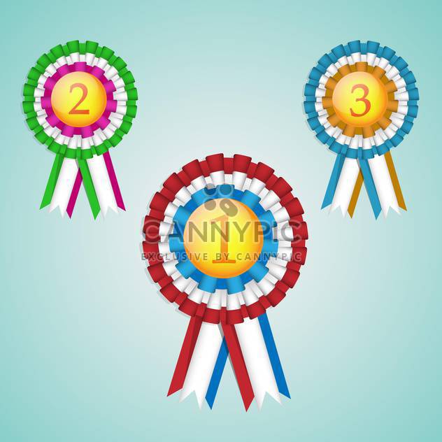 a set of three first, second and third place rosettes - бесплатный vector #131078