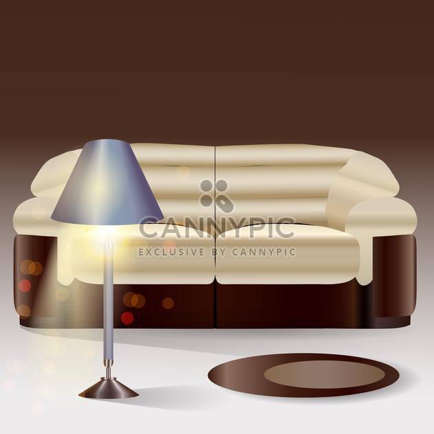 Vector sofa with lamp in modern home interior - бесплатный vector #131128