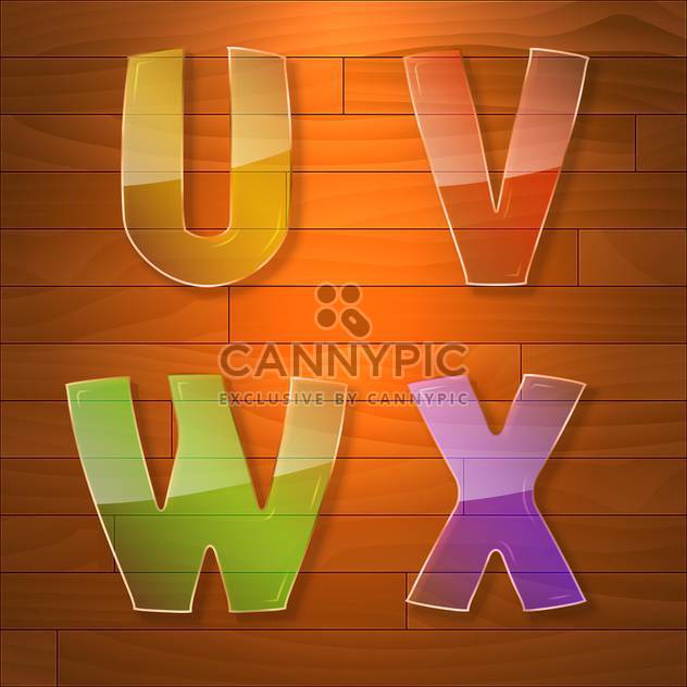 Colorful glass vector font on wooden background - vector #131688 gratis