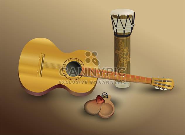 Guitar and percussion vector illustration - Free vector #131758