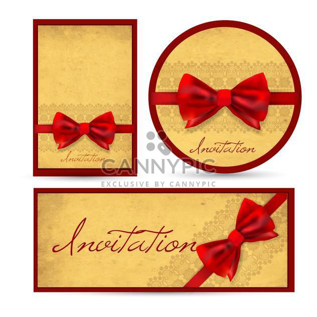 Set of beautiful cards with red gift bows - vector gratuit #131858 