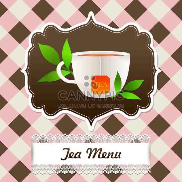 Tea menu background with cup and tea leaves - бесплатный vector #131878