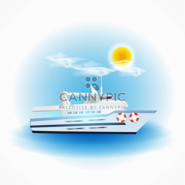 Vector boat floating in the sea on sunny day - Free vector #131998
