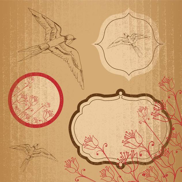 Vector set of vintage frames on brown craft paper background - vector gratuit #132148 