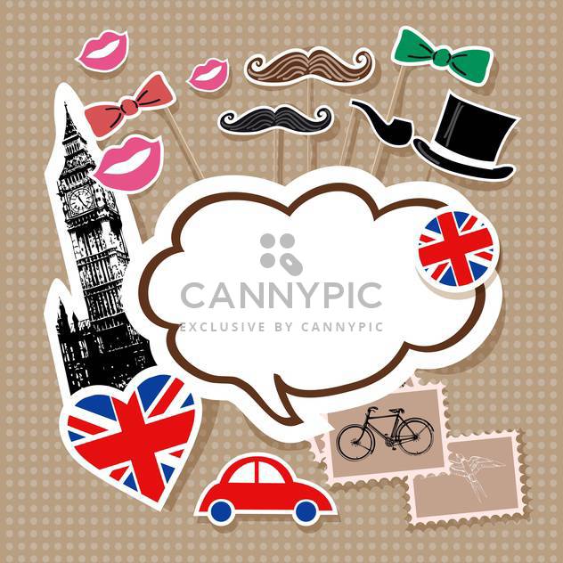 London doodles with speech cloud surrounded by England symbols - vector gratuit #132158 