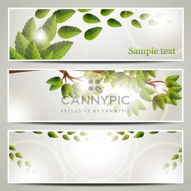 Vector floral background with tree branch and green leaves - vector #132188 gratis