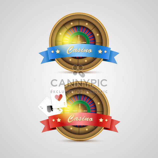 Vector casino icons with red and blue ribbons - бесплатный vector #132388