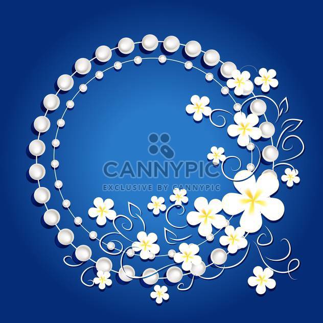blue frame background with flowers - vector gratuit #133798 