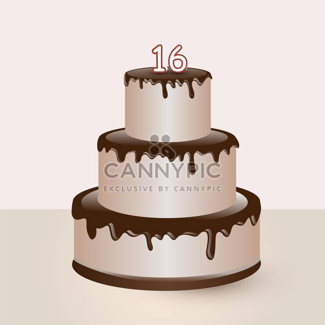 sweet sixteen birthday cake illustration - vector gratuit #134778 