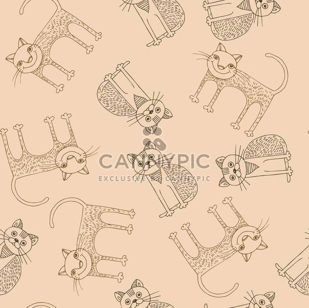 Funny cartoon cats pattern vector illustration - Free vector #135308