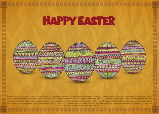 Vintage Easter card with colorful holiday eggs - Free vector #135318